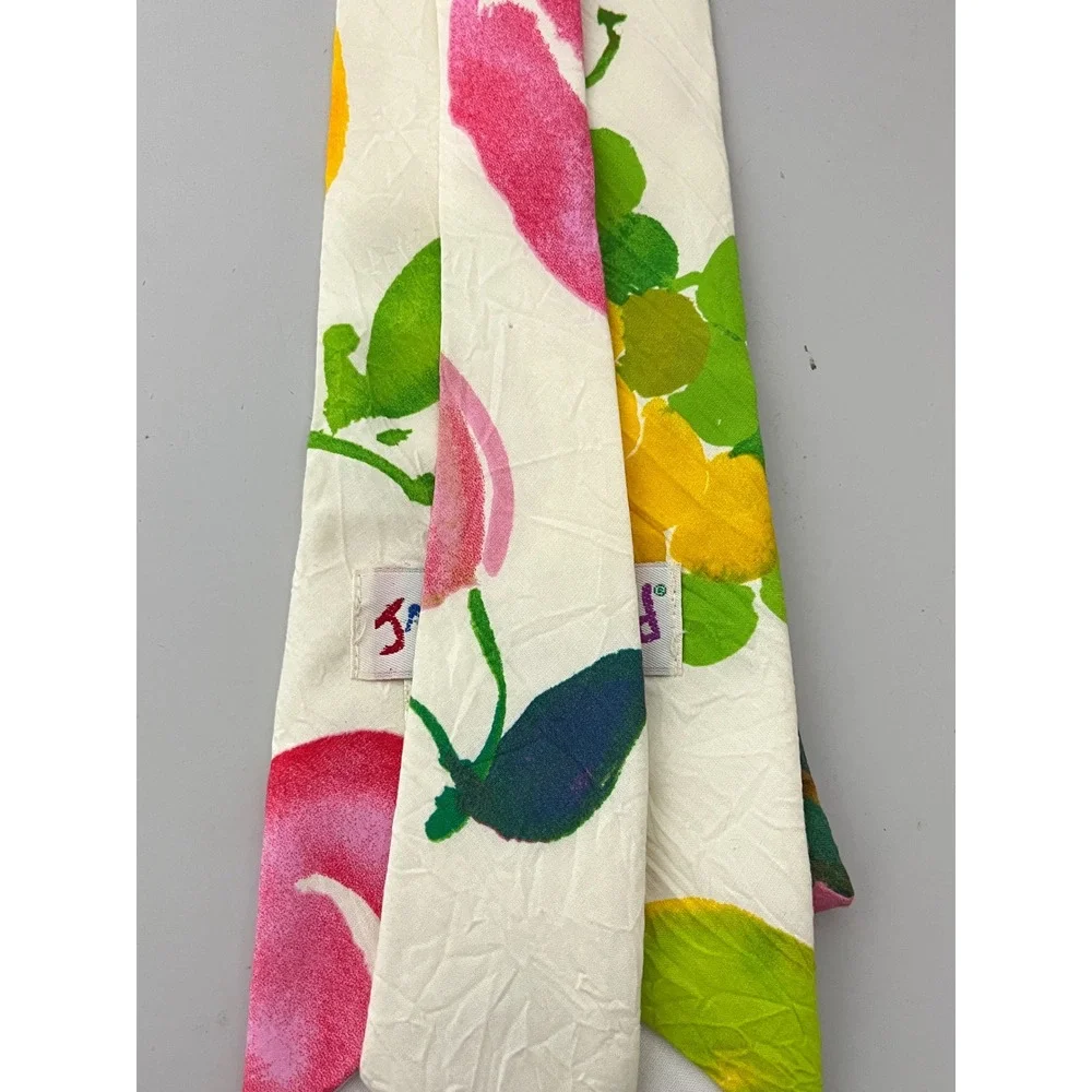 Jams World Necktie Mens One Size Cream‎ Fruit Print Vintage 90s Rayon A400-B